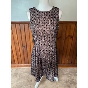 Womens Jason Wu Blush Black Lace Overlay Sleeveless Knee Length Dress Size M‎